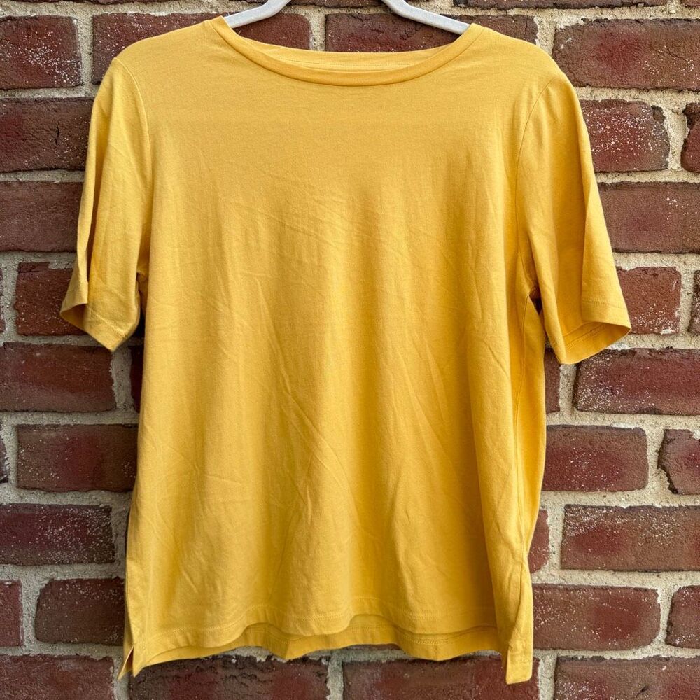 Eileen Fisher Jersey Crew Neck Organic Cotton Short Sleeve Tee Yellow XS NEW